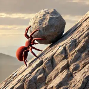 araña subiendo piedra por un monte